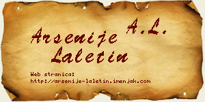 Arsenije Laletin vizit kartica